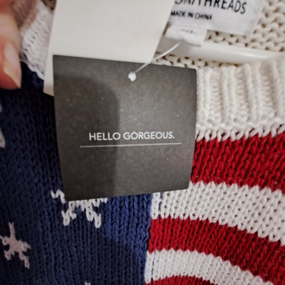 Grayson Threads Women's XL American Flag Loose Knit Long Sleeve Casual Sweater - Picture 8 of 10